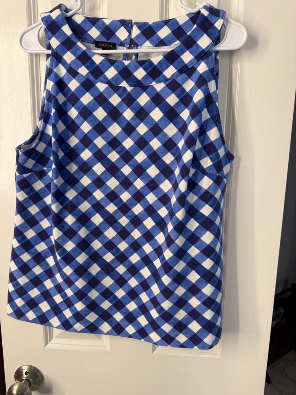 Talbots Blue and White Gingham Sleeveless Shell